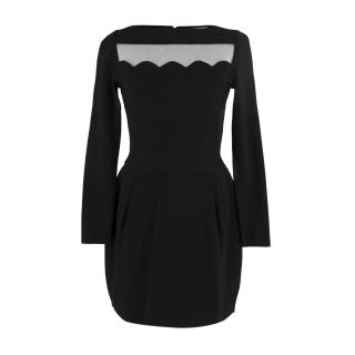 Valentino Black Ribbed Long Sleeve Dress