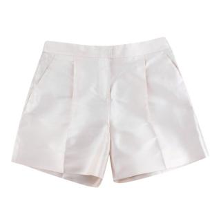 Valentino Cream Darted Satin Tailored Shorts