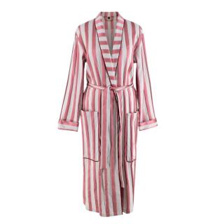Burberry Panama Stripe Cotton Silk Blend Dressing Gown Coat