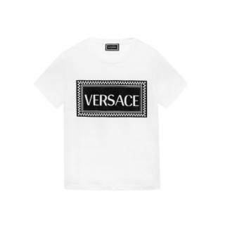 Young Versace 4A White Logo Print T-Shirt