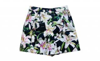 Dolce & Gabbana Black Lilly print cotton shorts 