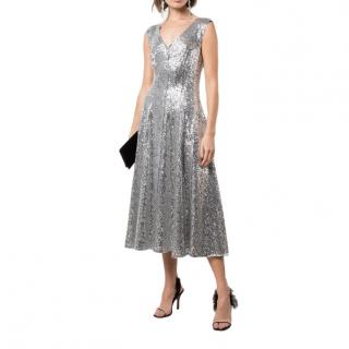 Norma Kamali Grace Sequin A-line Midi Dress 