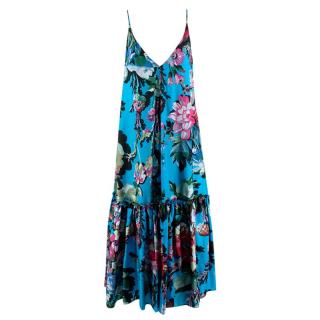Dries Van Noten Silk Floral Blue Cami Dress