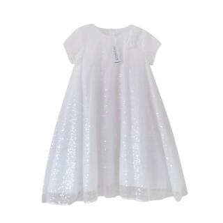 Simonetta White Sequin Embellished Girls 10Y Dress