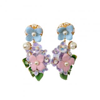Dolce & Gabbana Hortensia Floral Drop Earrings