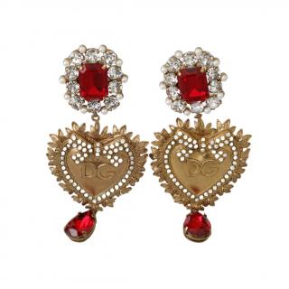 Dolce & Gabbana Crystal Heart Drop Earrings
