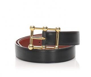 Hermes Vintage Black Leather Belt - Size 70