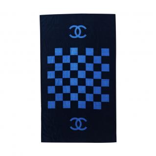Chanel Blue Two-Tone Cotton Terry Beach Towel 100 cm x 165 cm
