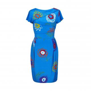 Lanvin Blue Vintage Silk Printed Dress