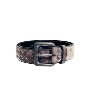 Bottega Veneta grey/white ombre woven leather belt 