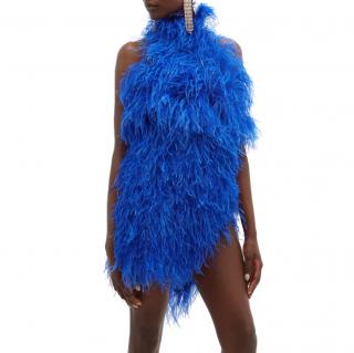 The Attico Ostrich feather-embellished mini dress