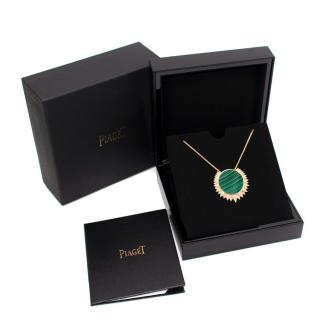 Piaget Rose Gold, Diamond & Malachite Sunlight Pendant Necklace 