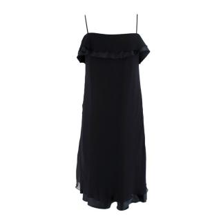 Armani Collezioni Black Silk Off-Shoulder Ruffled Dress