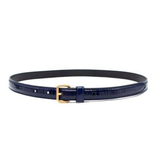 Miu Miu Blue Patent Leather Skinny Belt