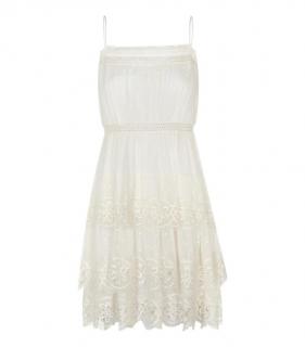 Zimmermann ivory silk and lace mini dress