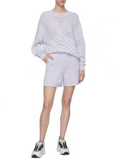 Barrie Crochet-knit Ribbed Cashmere Blend Lilac Sweater&Shorts Set