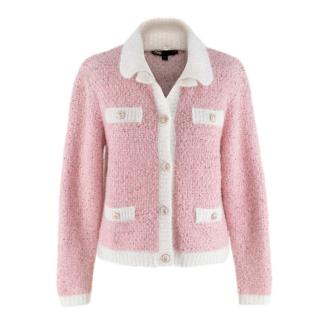 Maje Pale Pink Fancy Lurex Knit Cardigan