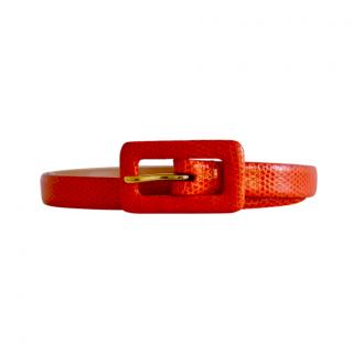 Ralph Lauren Collection Orange Lizard Leather Skinny Belt - Size S