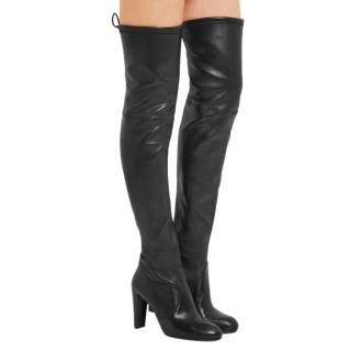 Stuart Weitzman Highland Black Smooth Leather Over-the-Knee Boots 