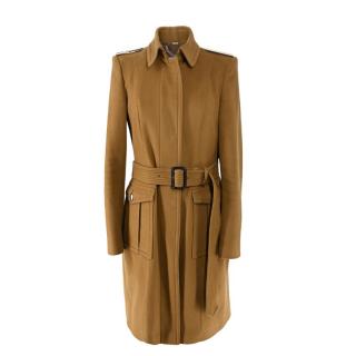 Burberry Camel Cashmere & Wool Belted Trench Coat