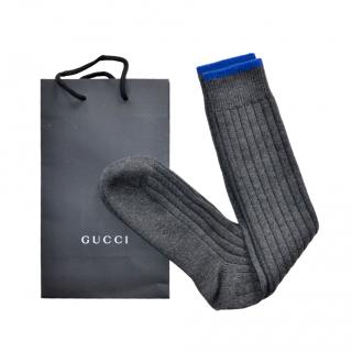 Gucci ribbed grey wool socks 