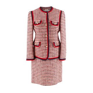 Gucci Red & Navy Tweed Jacket and Skirt Suit Set