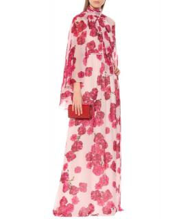 Giambattista Valli Silk Georgette Pink Peony Print Gown