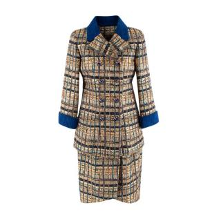 Chanel Paris/Egypt Blue & Gold Fantasy Tweed Jacket & Skirt