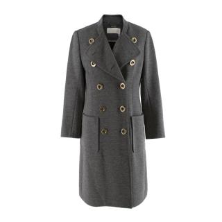 Chloe Grey Double Breasted Wool Knit Military Style Coat