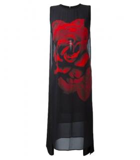McQ by Alexander McQueen Red & Black Rose Print Layered Dress