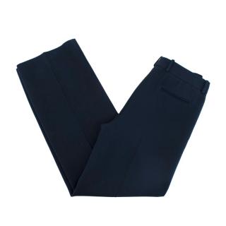 Loro Piana Silk & Wool Navy Wide Leg Trousers