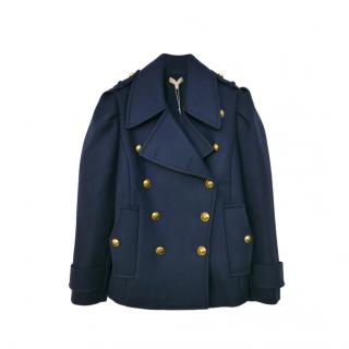 Michael Kors Collection Navy Blue Wool Pea Coat
