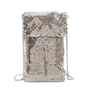 Jimmy Choo Silver Chainmail Mesh Crossbody Phone Pouch