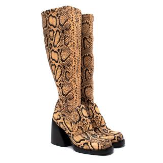 Chloe Adelie Python-Effect Leather Heeled Knee High Boots