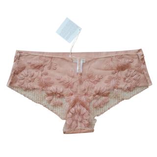La Perla Beige Floral Embroidered French Knickers