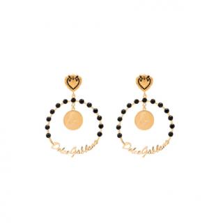 Dolce & Gabbana gold tone large embellished hoop earrings