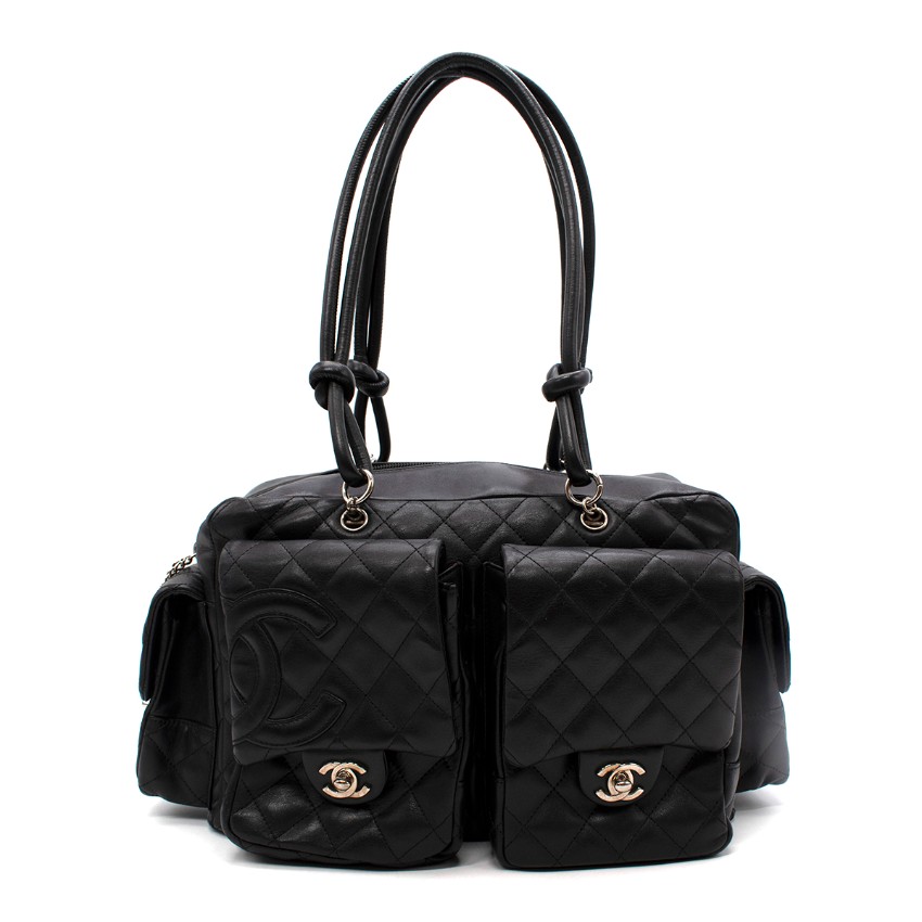 Chanel Black Quilted Leather Cambon Reporter Bag