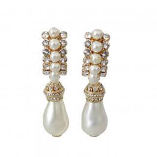 Dolce & Gabbana Faux Pearl Crystal Drop Earrings