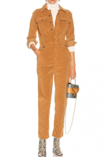 FRAME Cotton Caitlin Cord Coverall in Camel 