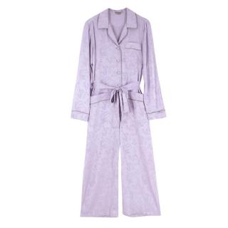 Bottega Veneta Lilac Parme Silk Jacquard Pyjama Jumpsuit
