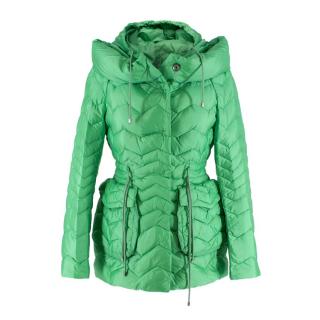 Ermanno Scervino Neon Green Hooded Quilted Puffer Jacket