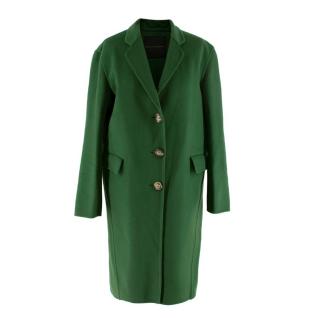 Ermanno Scervino Deep Green Felted Wool Mid-Length Coat