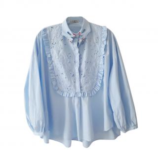 Vivetta Blue Embroidered Hand Collar Blouse