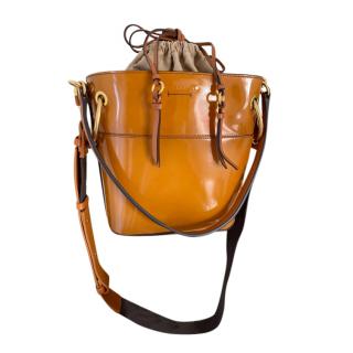 Chloe Patent Tan Leather Mini Roy Bucket Bag
