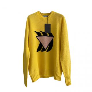 Prada Yellow Intarsia Knit Virgin Wool & Cashmere Jumper