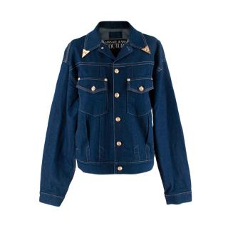Versace Jeans Couture Gold-Tone Collar Tip Denim Jacket