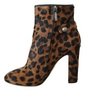 Dolce & Gabbana Leopard Calf Hair Ankle Boots