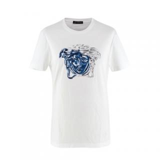Versace Medusa Contrast Embroidered White T-shirt