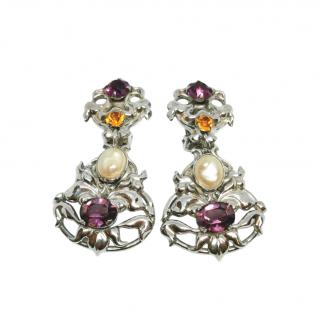 Napier Vintage Faux Pearl Crystal Clip-On Earrings