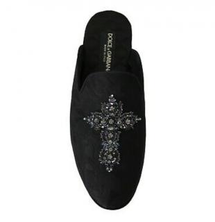 Dolce & Gabbana Black Embellished Slides